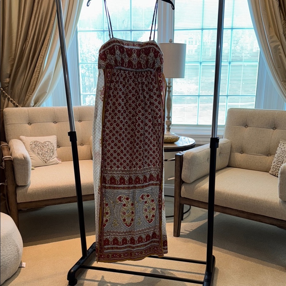 Bohemian Red and White Maxi Dress